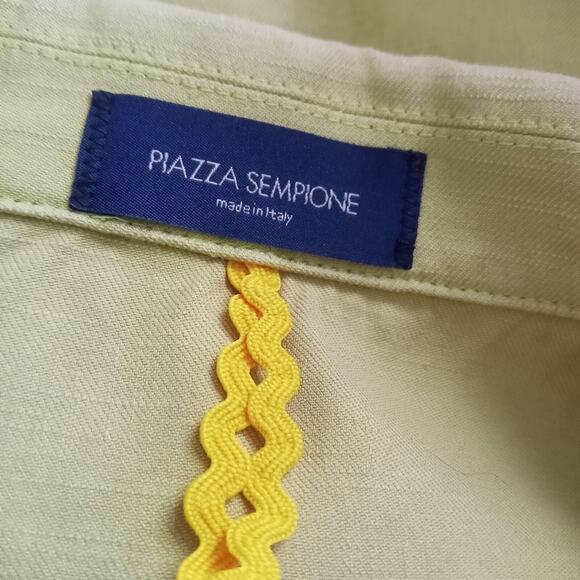 Piazza Sempione Italy Suit Jacket IT 40 Small Chartreuse Blazer Cotton Buttons - Picture 6 of 7